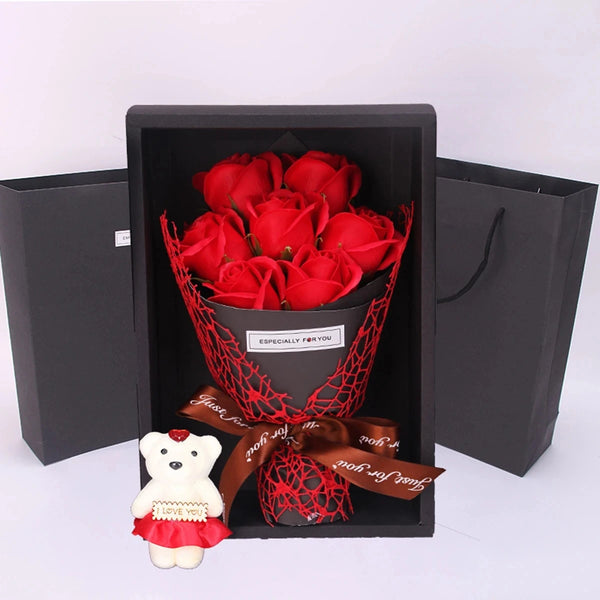 Eternal Rose Bouquet w/ Matching Teddy Bear