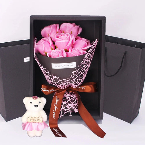Eternal Rose Bouquet w/ Matching Teddy Bear